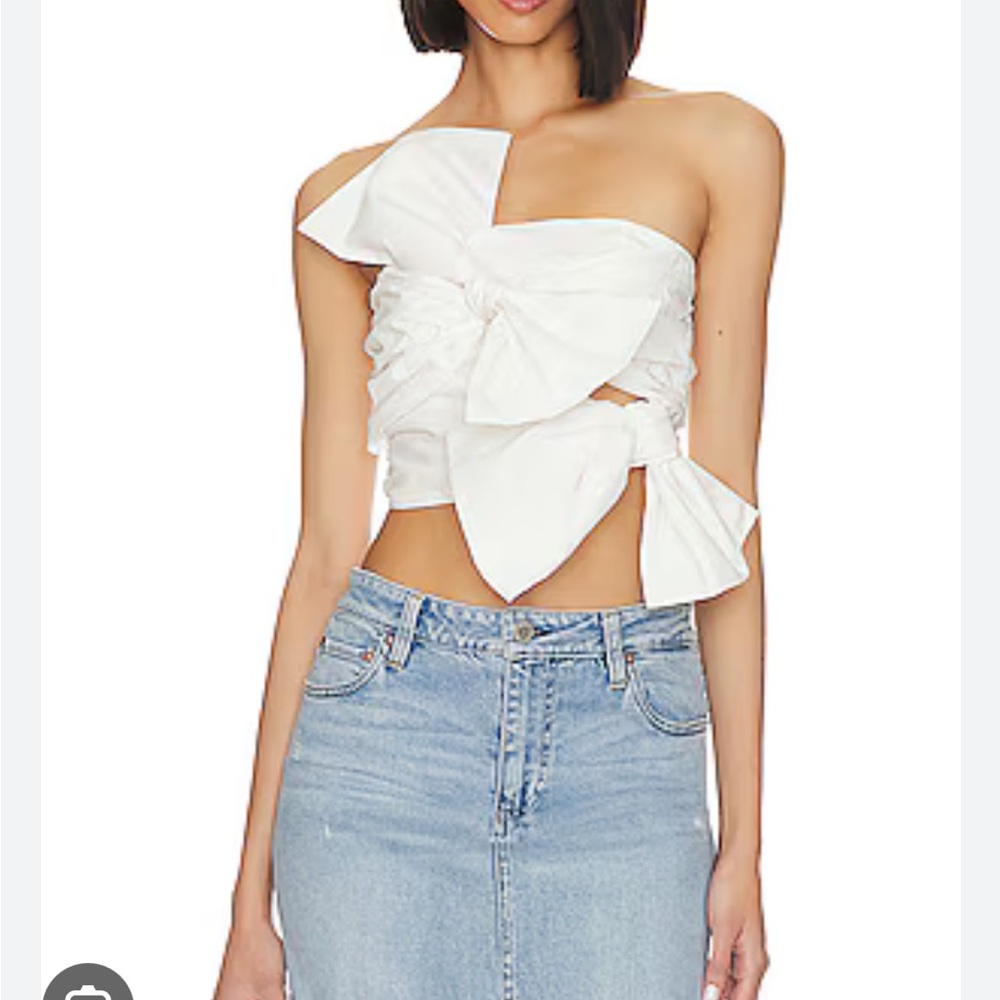 Revolve Song Of Style Olsen White Bow Top Small New Tags
